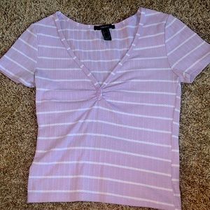 cropped dainty lavender striped top